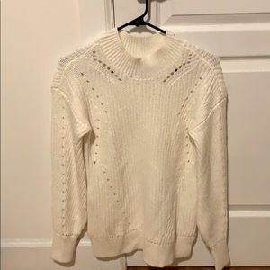 Cream mock neck tunic sweater